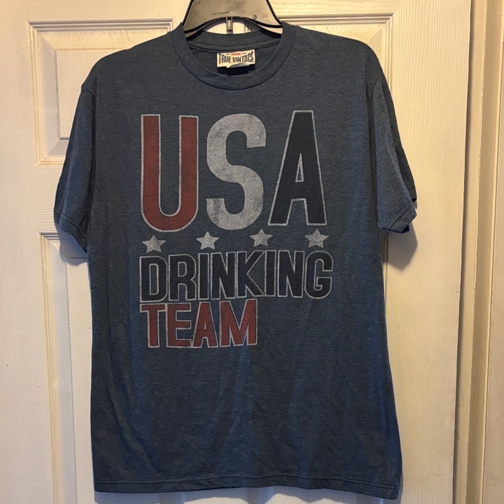 Blue and Red USA Drinking Team Tee